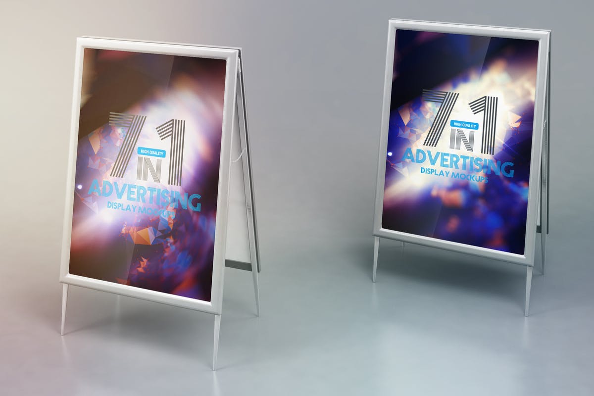 高品质易拉宝海报广告展示样机模板 Advertising Display Mockups插图