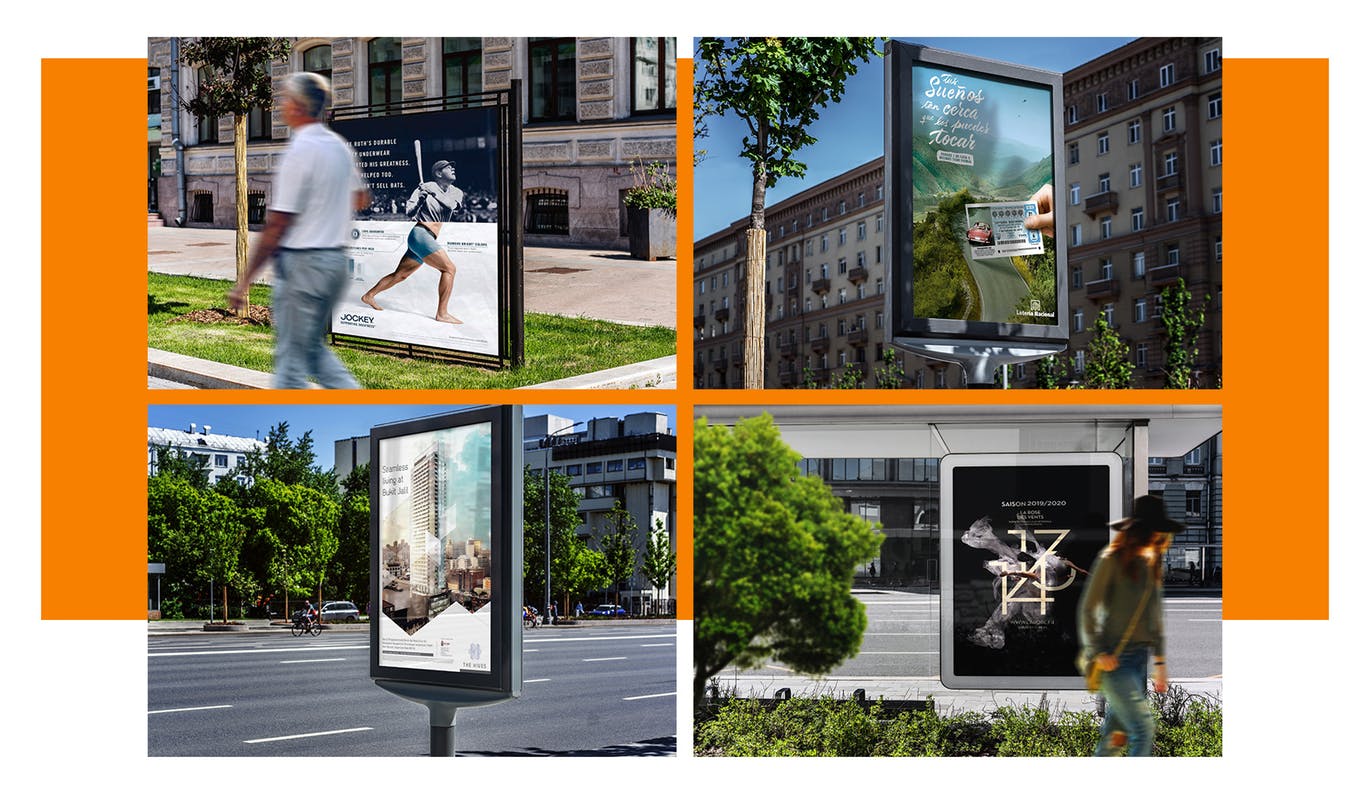 户外立式广告牌广告设计效果预览样机模板 Billboards Urban Mock-Up插图(2)