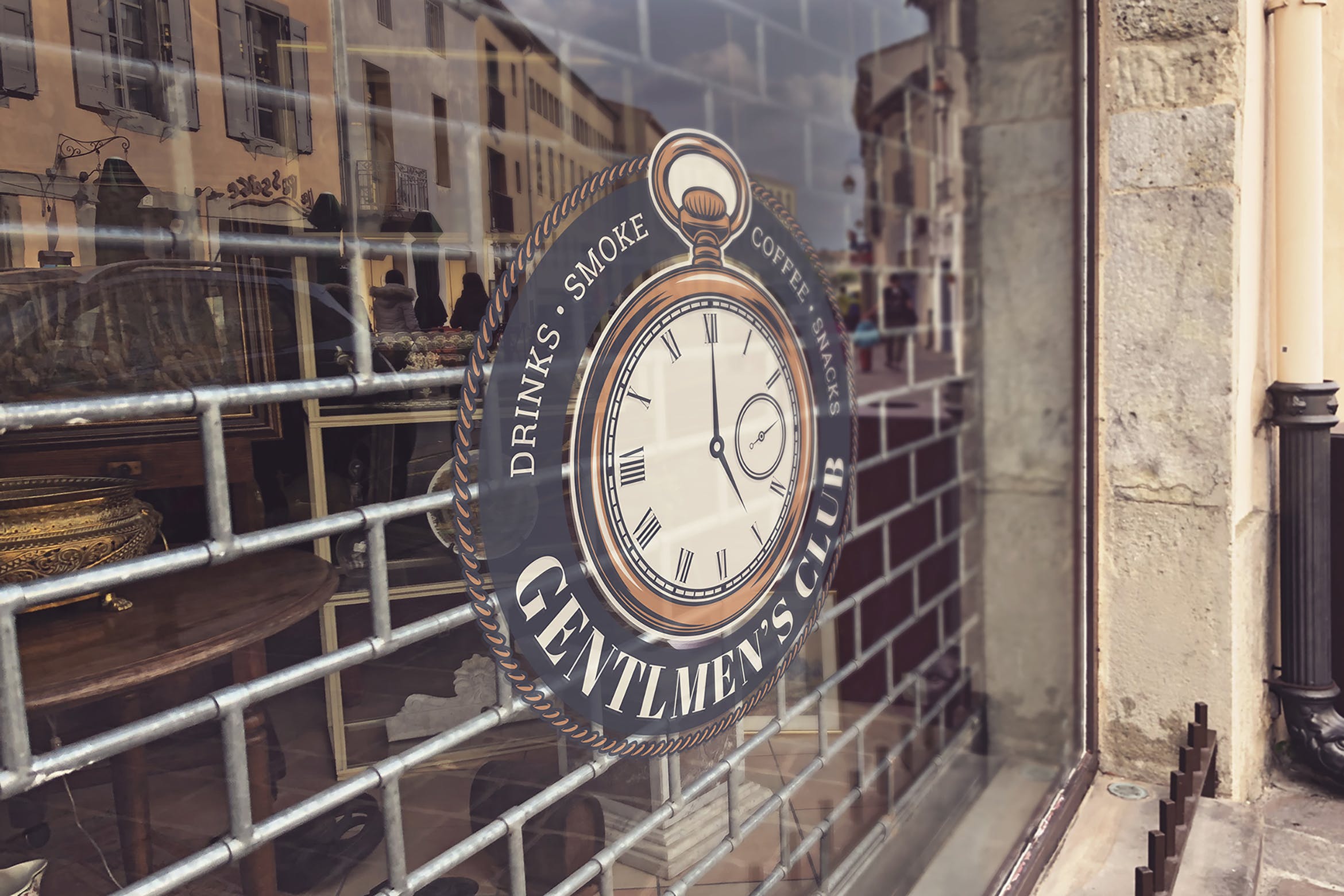 商店橱窗落地玻璃Logo贴纸设计效果图样机 Shop Window Logo Mockup插图