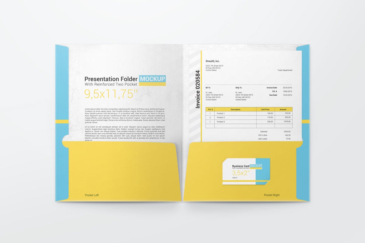 办公专用文件夹样机模板 Reinforced Two Pocket Presentation Folder Mockup插图