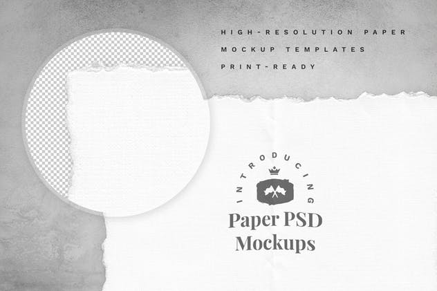 手工制作毛边纸张样机模板 Deckle Edge Paper Mockup Set插图(1)