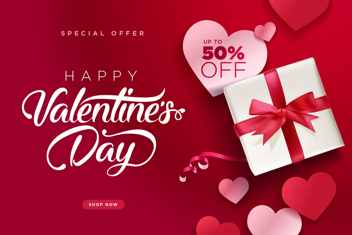 情人节主题促销Banner设计模板 Valentine’s Day插图