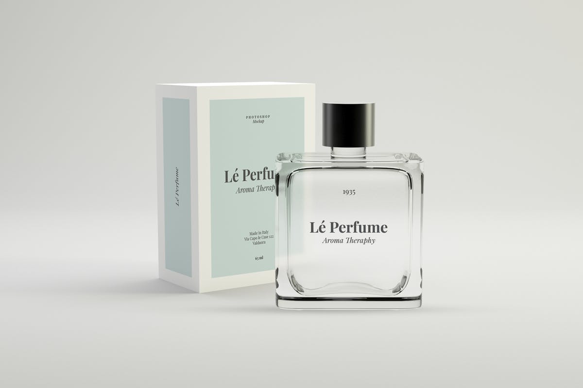 香水化妆品玻璃瓶外观设计展示样机 Perfume Mockups插图
