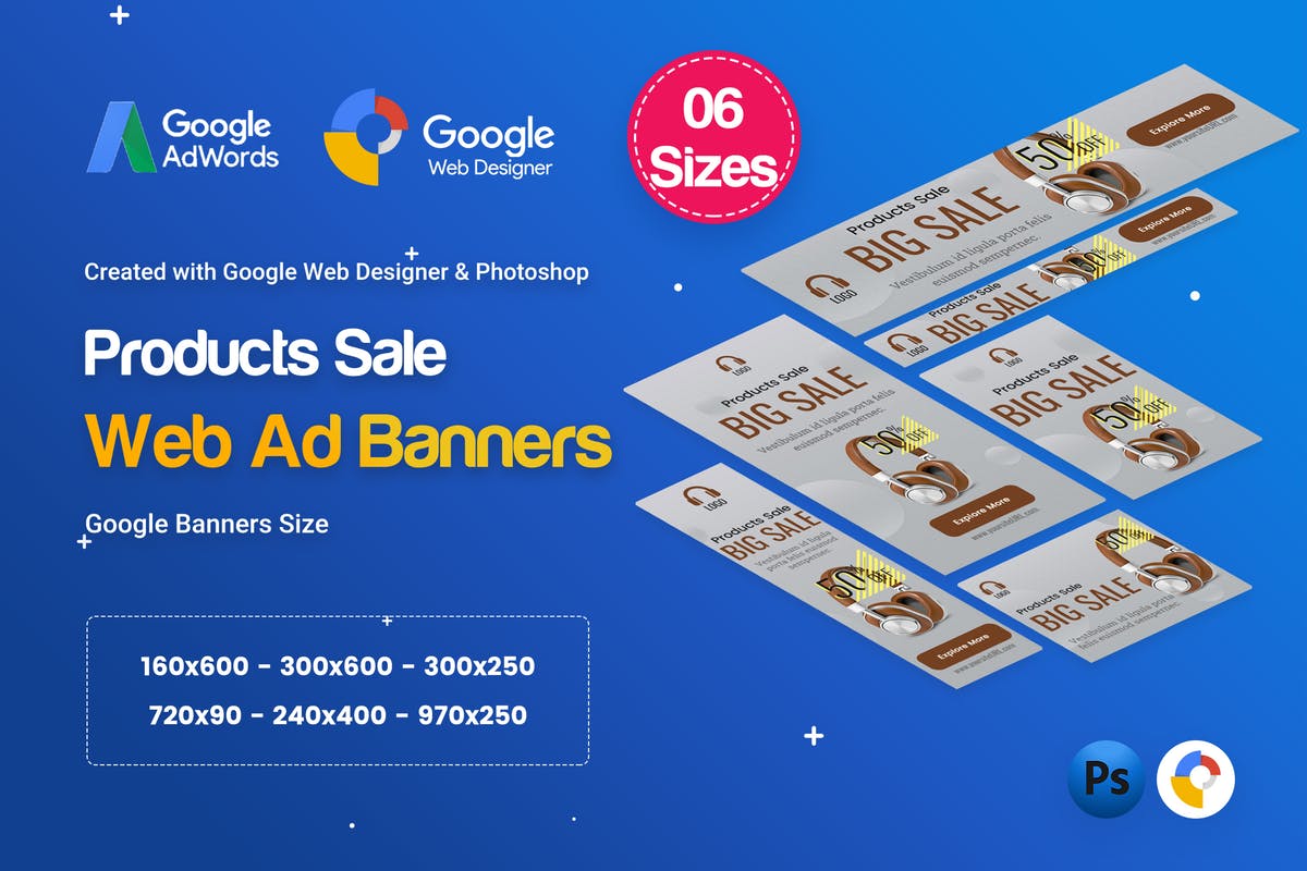 网店单品折扣促销广告Banner素材库精选广告模板 Product Sale Banners Ad D30 – Google Web Design插图