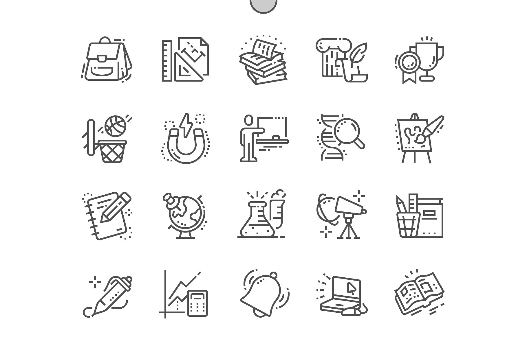 学校教育科目主题线条图标 School Subjects Line Icons插图