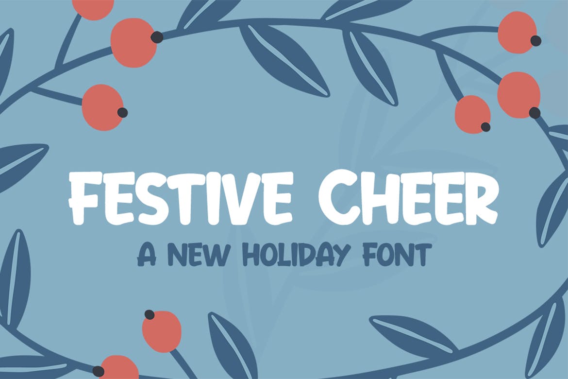节日主题设计风格英文无衬线装饰字体素材库精选 Festive Cheer Font插图