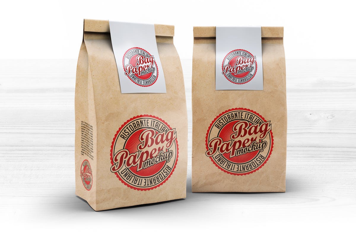牛皮纸外带打包纸袋样机模板 Paper Bag Mock-Up插图