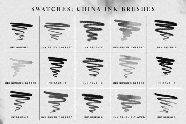 水墨/毛笔/墨水污渍PS笔刷合集 Photoshop Ink Brushes插图(4)