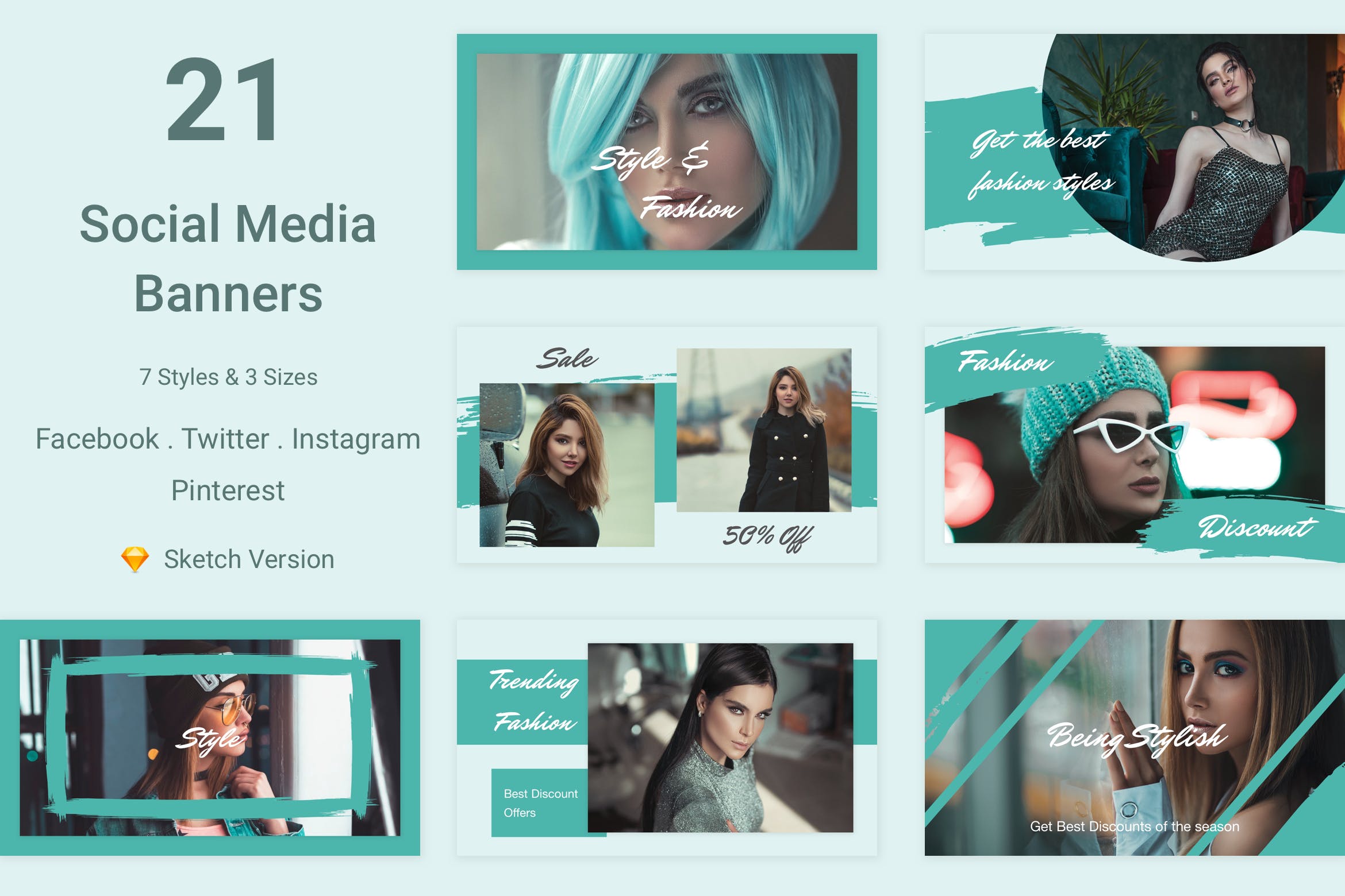21款自媒体社交广告Banner图设计模板素材v4[SKETCH] 21 Social Media Banners Kit (Vol. 4) for Sketch插图