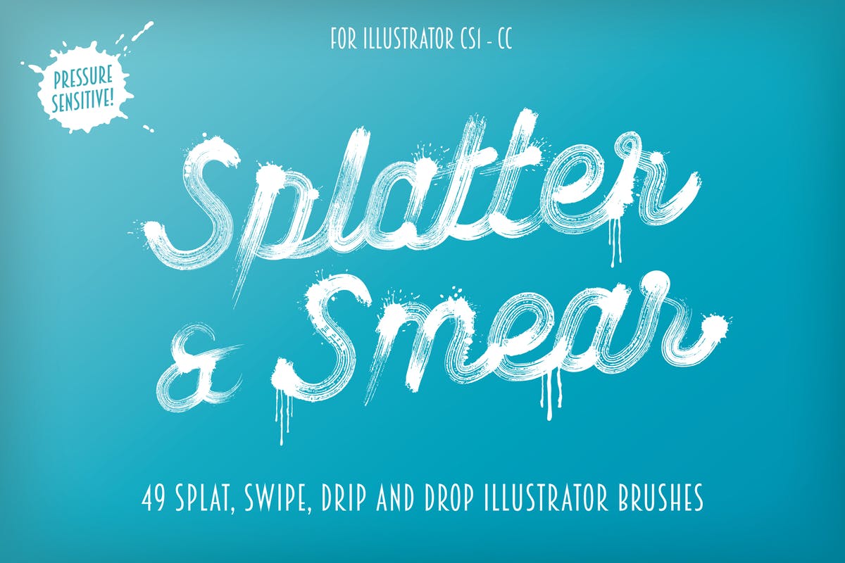 泼墨/滴墨/涂抹AI笔刷 Splatter & Smear Brushes插图