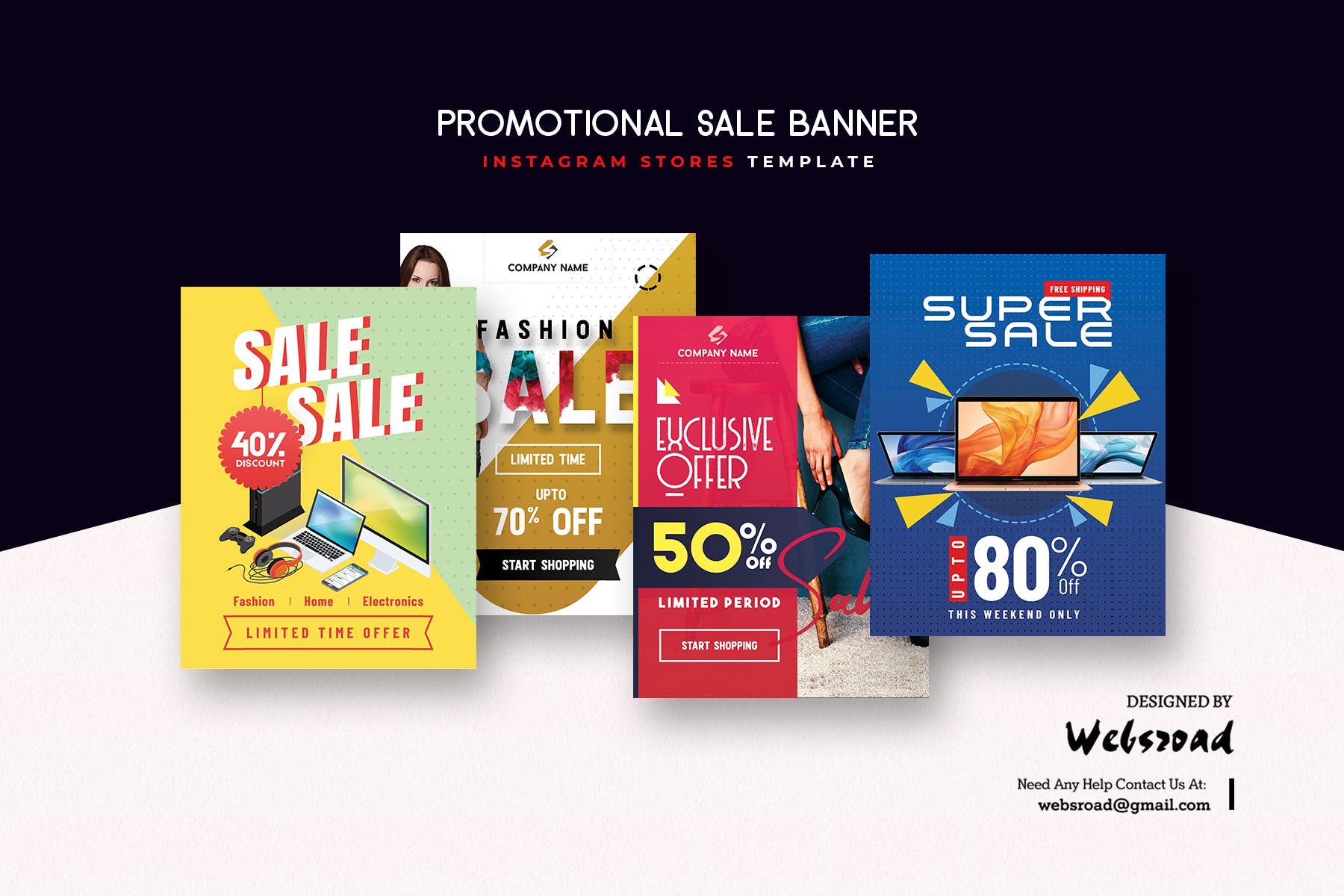 网上商城促销活动广告Banner&Instagram社交贴图设计模板 Promotional Banners & Instagram Stories Templates插图