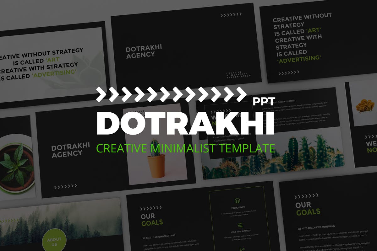 极简主义创意酷黑主题PPT幻灯片模板 Dotrakhi – Creative Minimal Powerpoint Template插图
