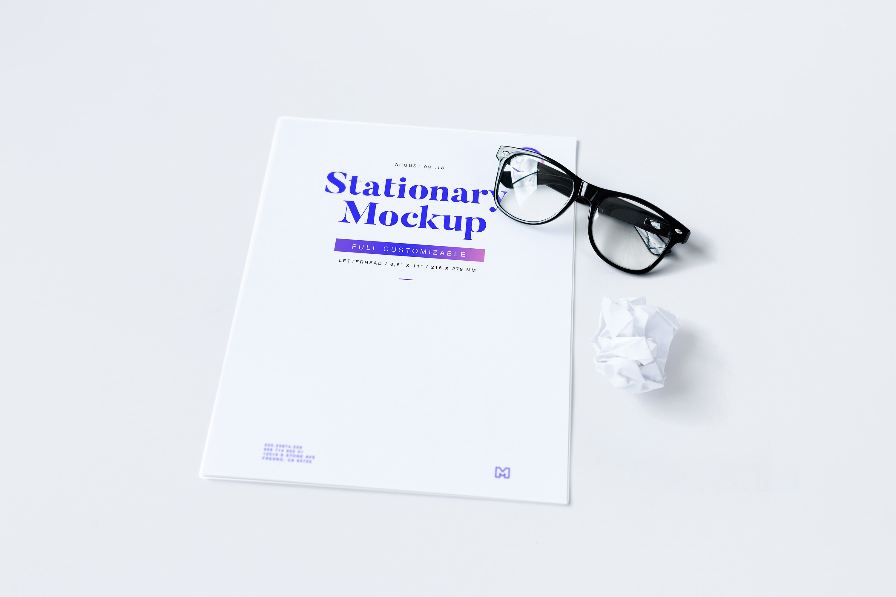 企业信纸信头排版设计印刷效果图样机02 Letterhead Mockup 02插图