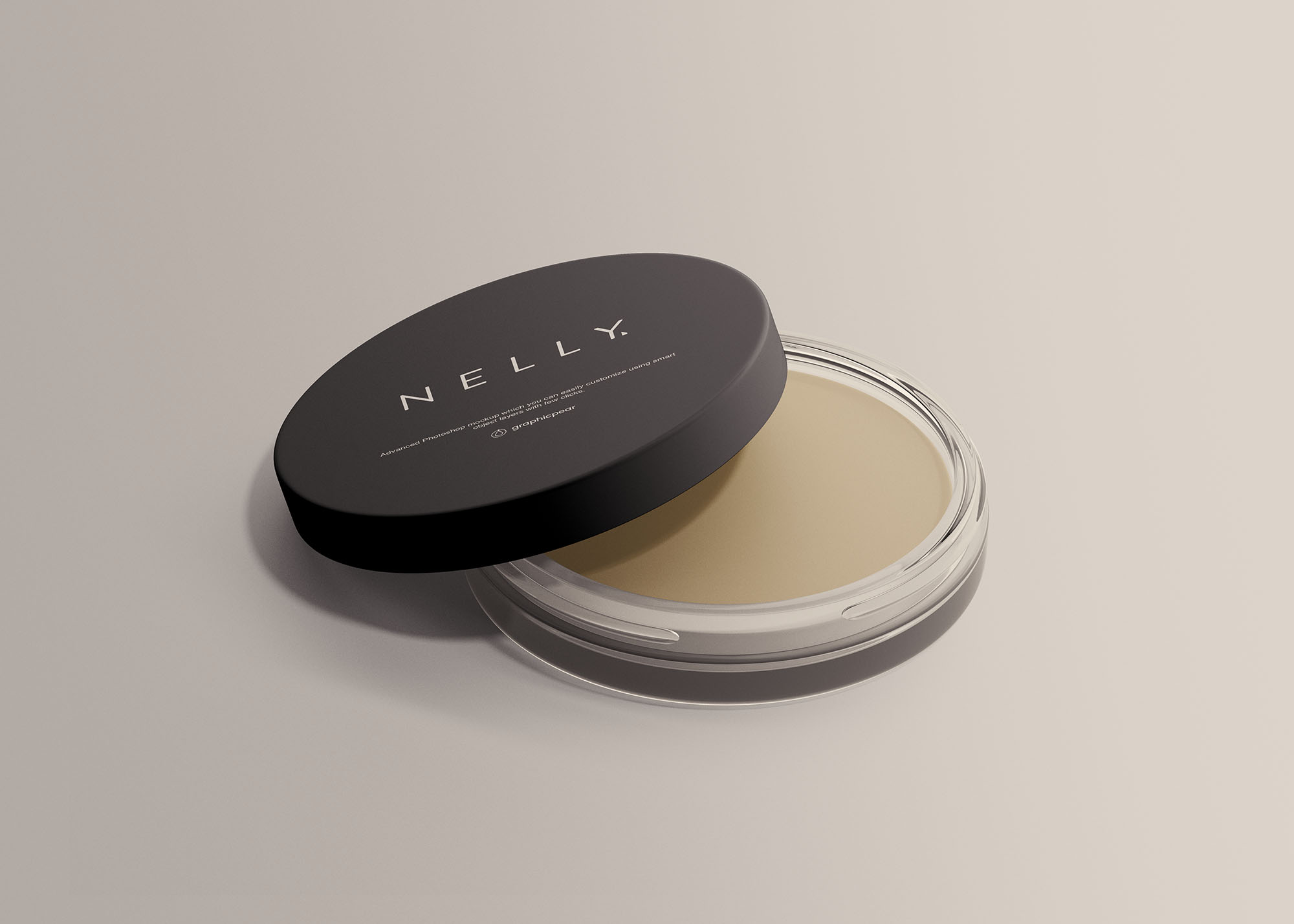 透明玻璃化妆瓶设计图PSD样机模板 Clear Glass Cosmetic Jar Mockup (PSD)插图