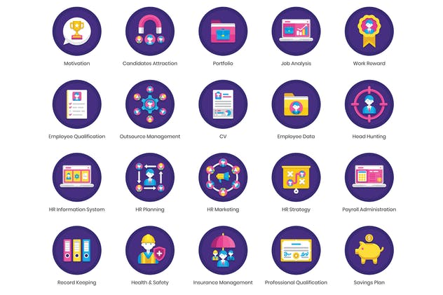 90枚人力资源主题矢量图标 90 Human Resources Icons插图(3)