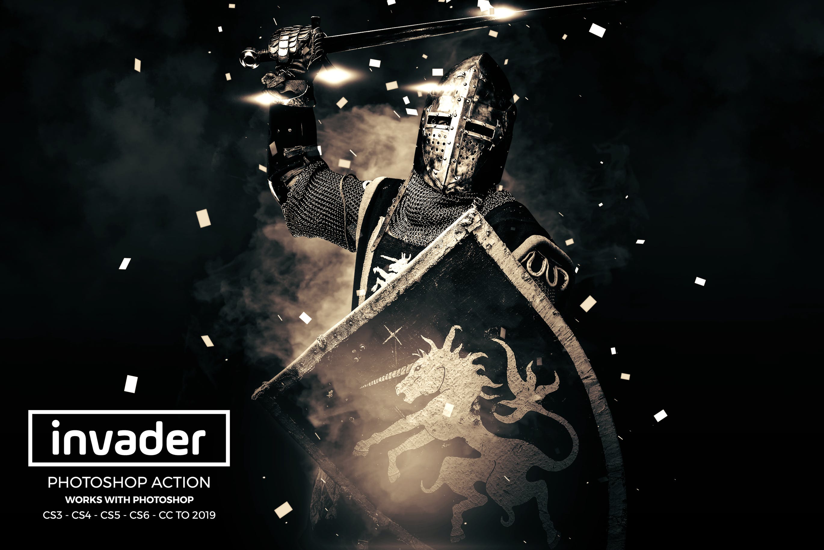 厚重艺术效果生成烟雾灯光云彩PS动作 Invader Photoshop Action插图