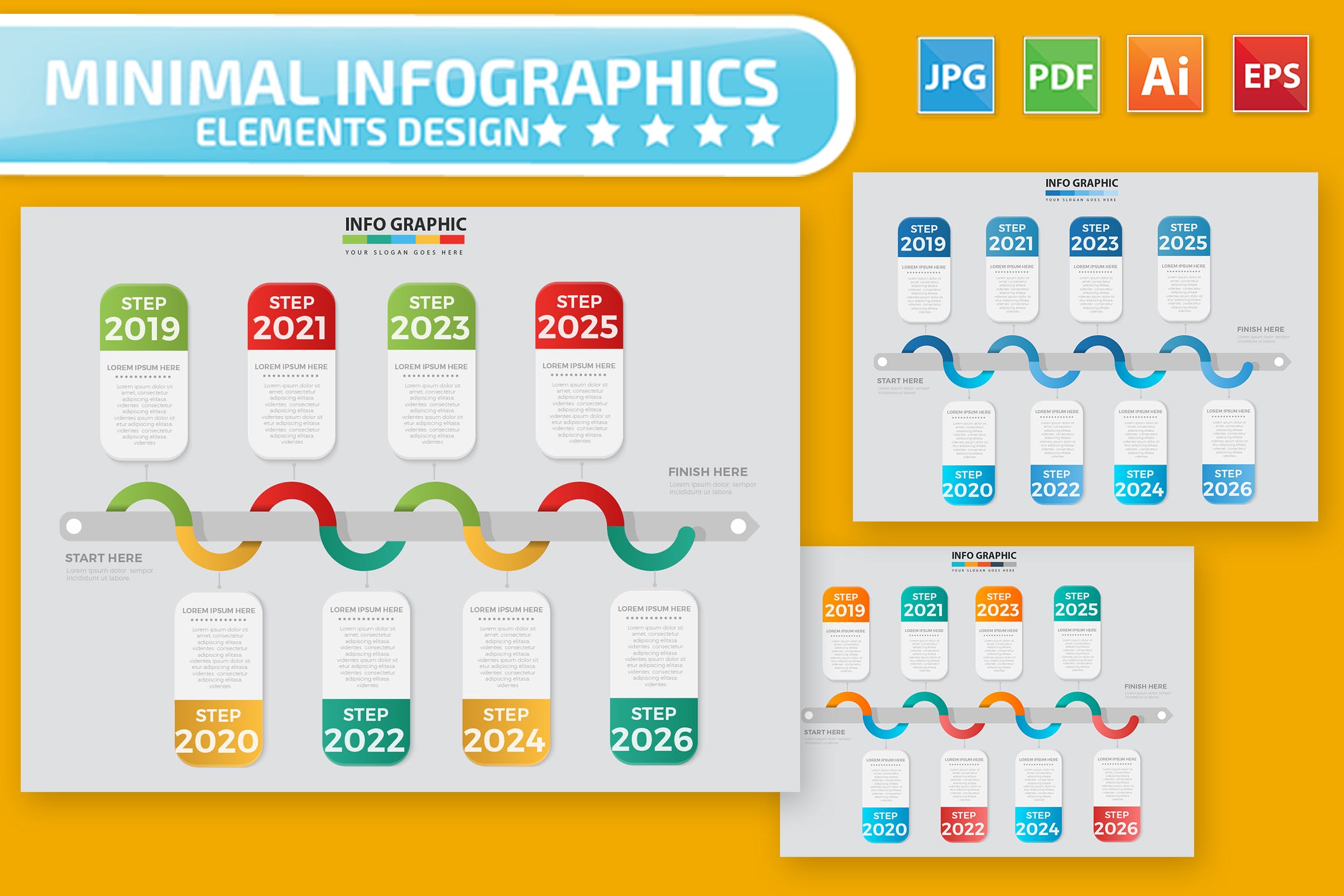 信息图表之里程碑大事记图形设计素材 Timeline Infographics design插图