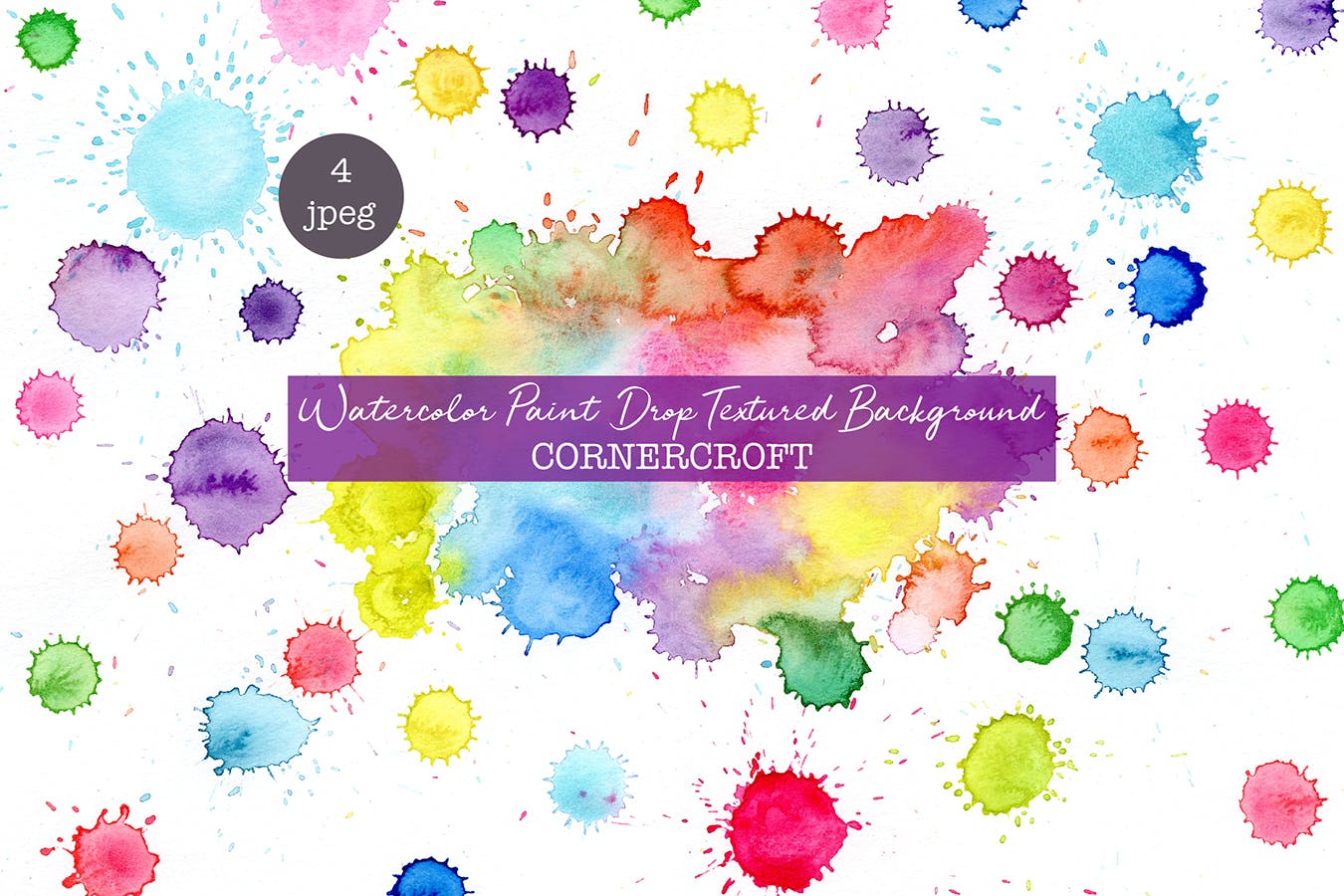 水彩颜料水滴图案背景素材 Watercolor paint drop background插图