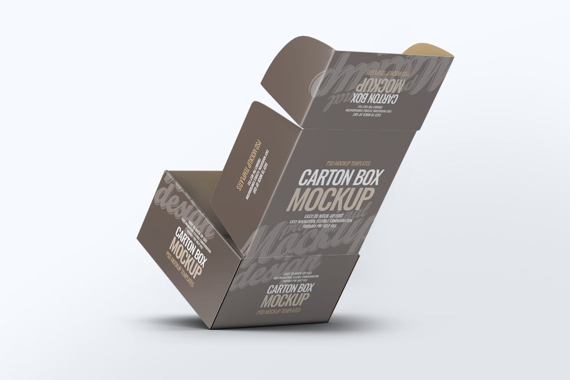 硬盒纸箱包装外观设计样机v1 Carton Box Mock-Up v.1插图(1)