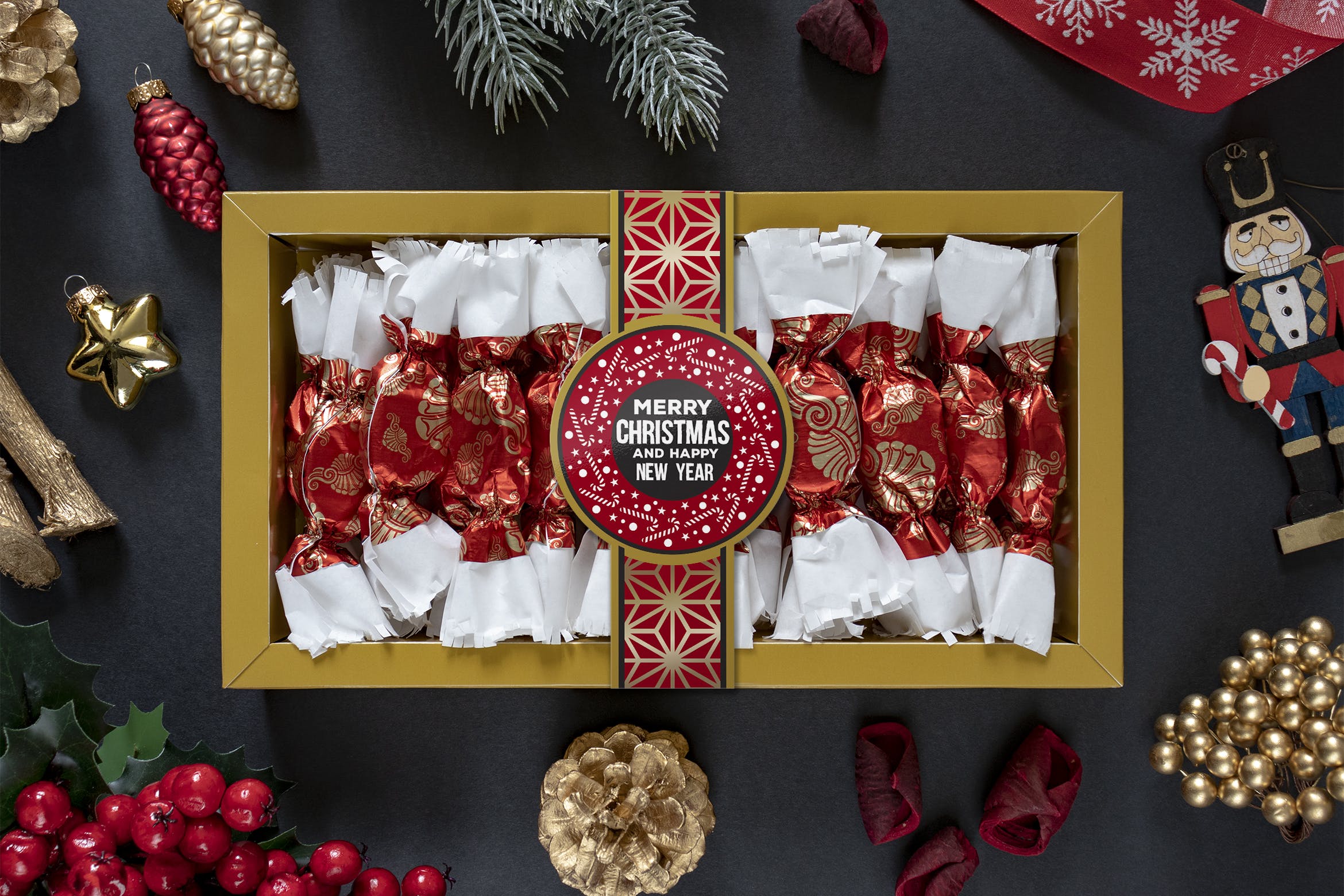 圣诞节主题糖果包装样机模板 Christmas sweets mockup插图