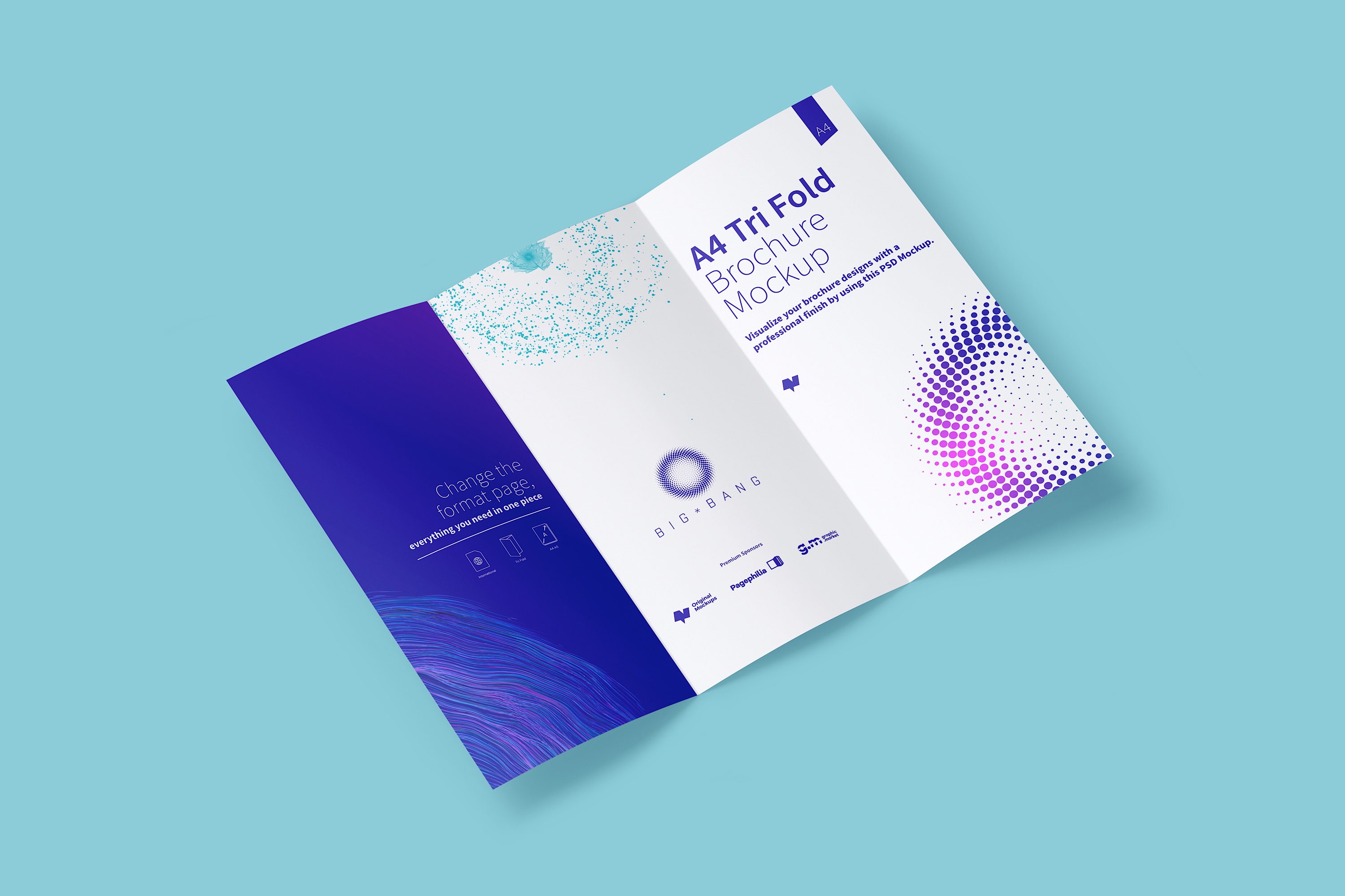 A4尺寸三折页宣传传单设计效果图样机01 A4 Trifold Brochure Mockup 01插图(3)