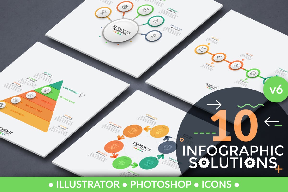 企业解决方案PPT信息图表矢量模板v6 Infographic Solutions. Part 6插图