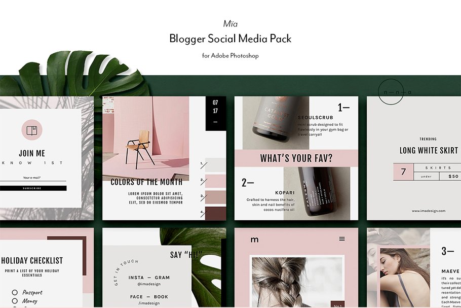 时尚主题博客&社交媒体贴图模板素材库精选 Blogger Social Media Kit • Mïa插图