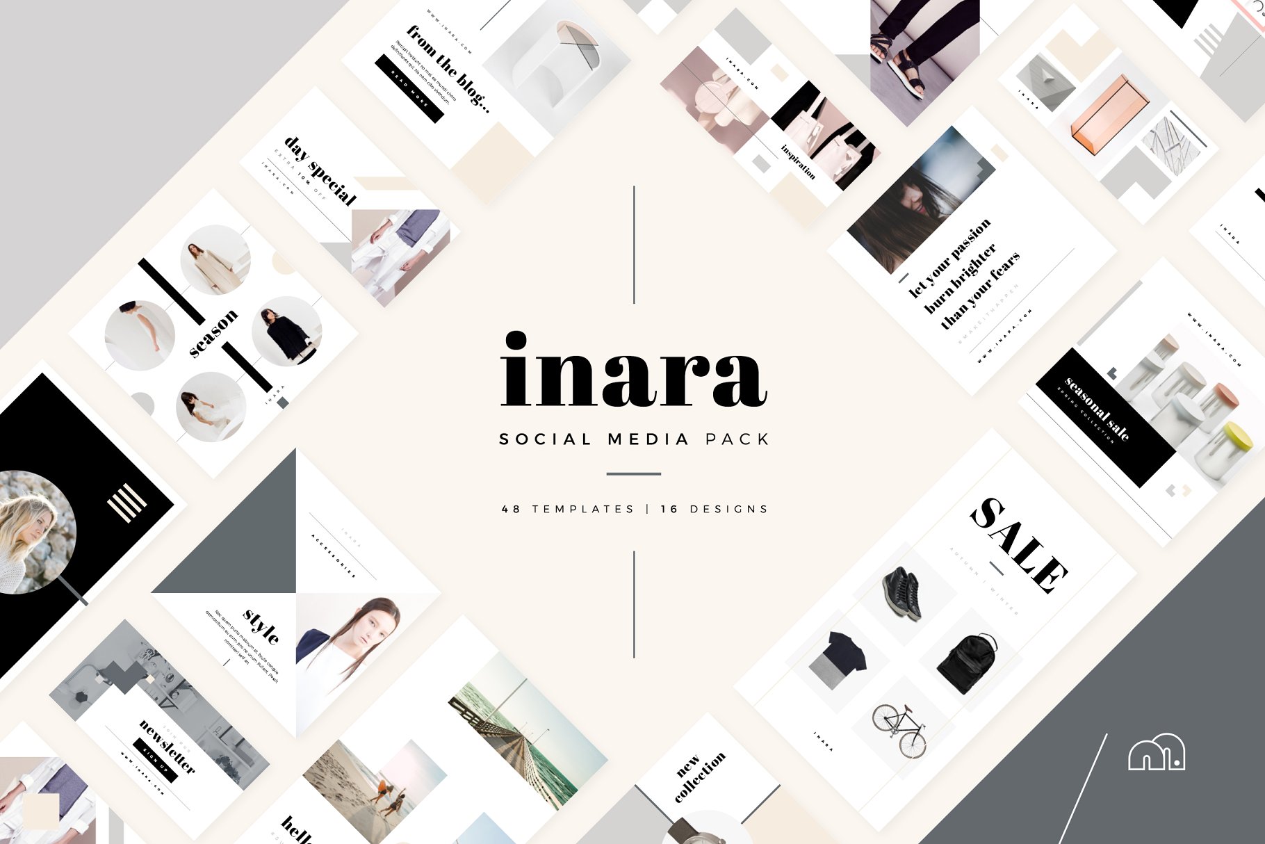 时尚潮流主题社交媒体贴图模板素材库精选 Inara – Social Media Bundle插图