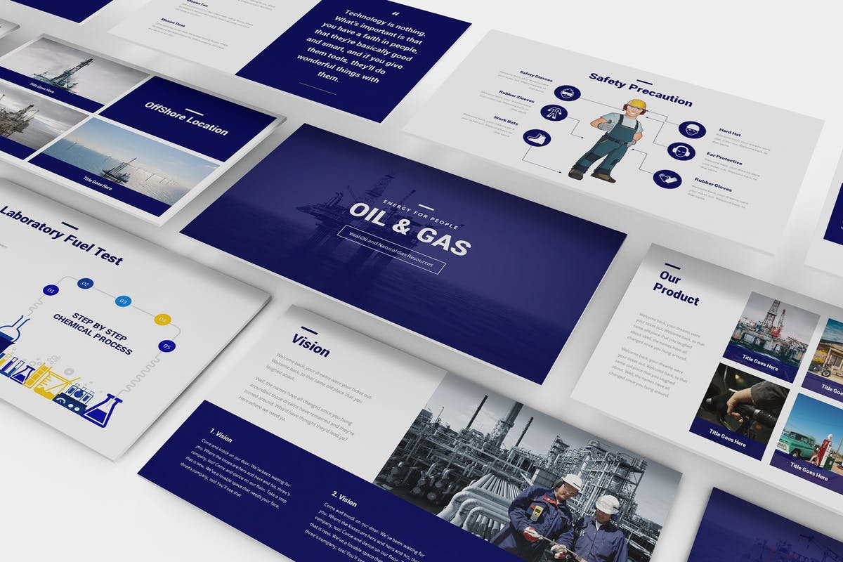 石油天然气企业/行业分析报告PPT模板素材 Oil and Gas Powerpoint Template插图