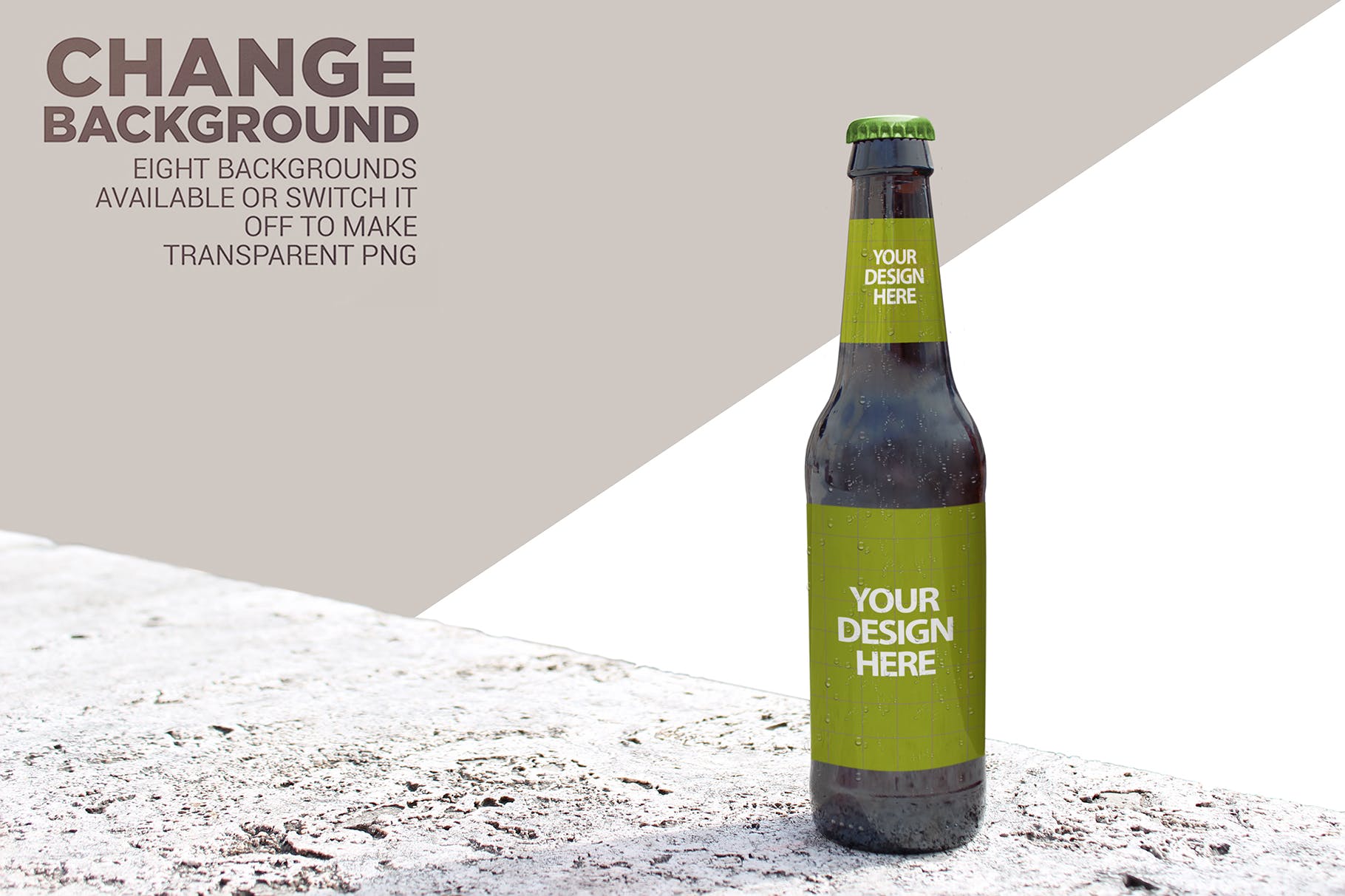实景照片啤酒瓶外观设计素材库精选模板 Backgrounds Beer Bottle Mockup插图(5)