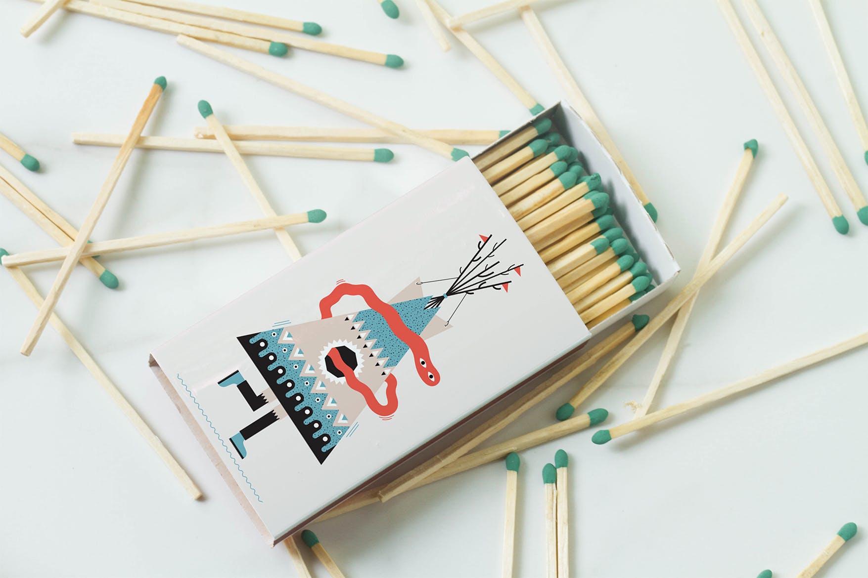 火彩盒外观设计图素材库精选模板 Matches Box Mockup插图