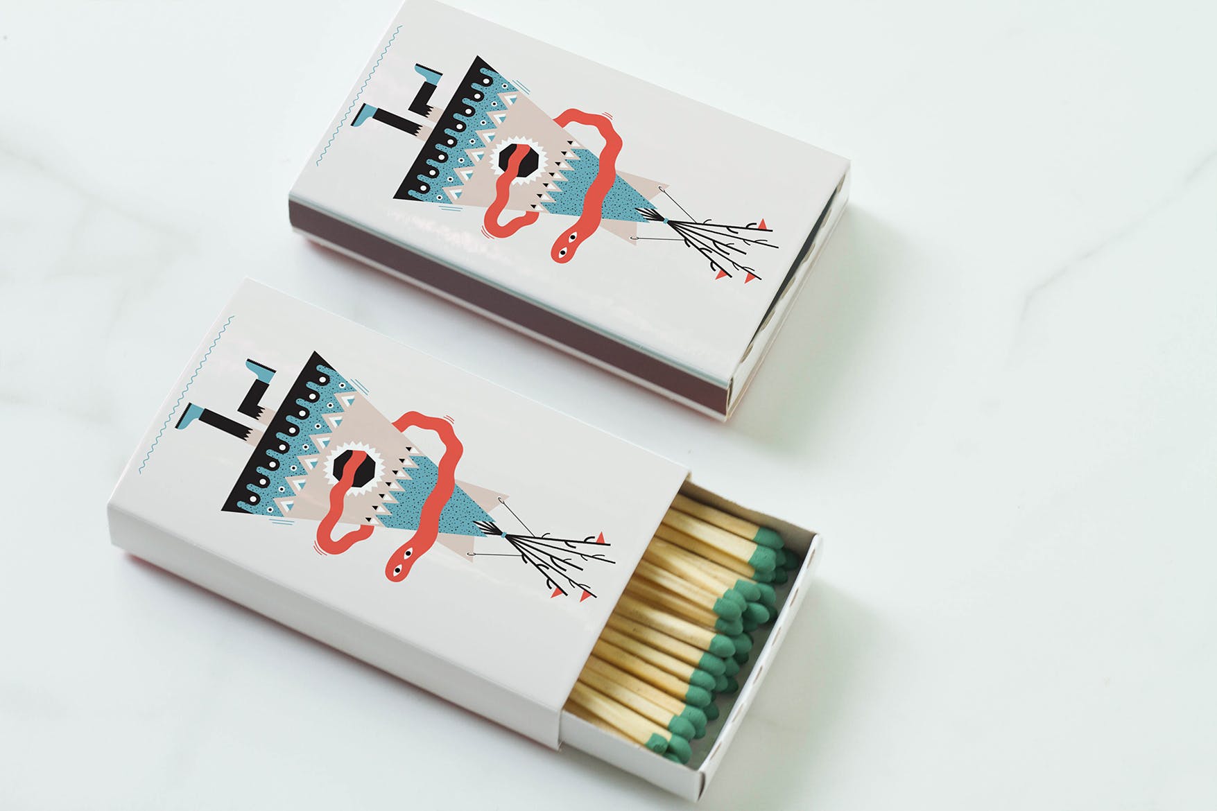 火彩盒外观设计图素材库精选模板 Matches Box Mockup插图(2)