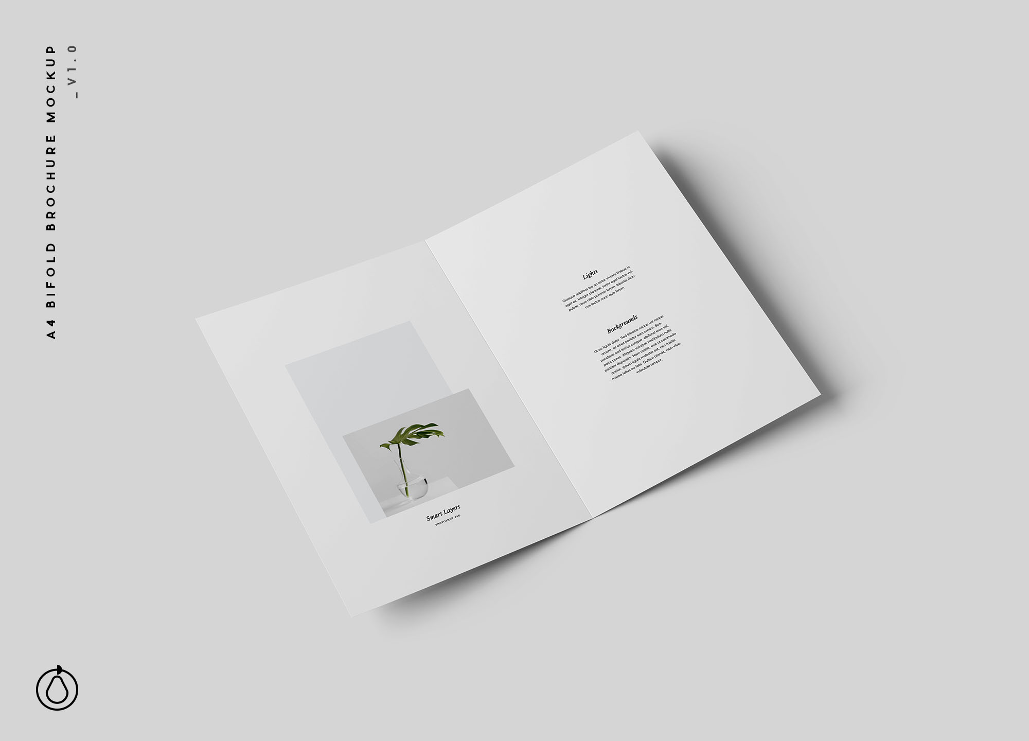A4尺寸大小双折传单设计内页版式效果图样机模板 A4 Bifold Brochure Mockup插图