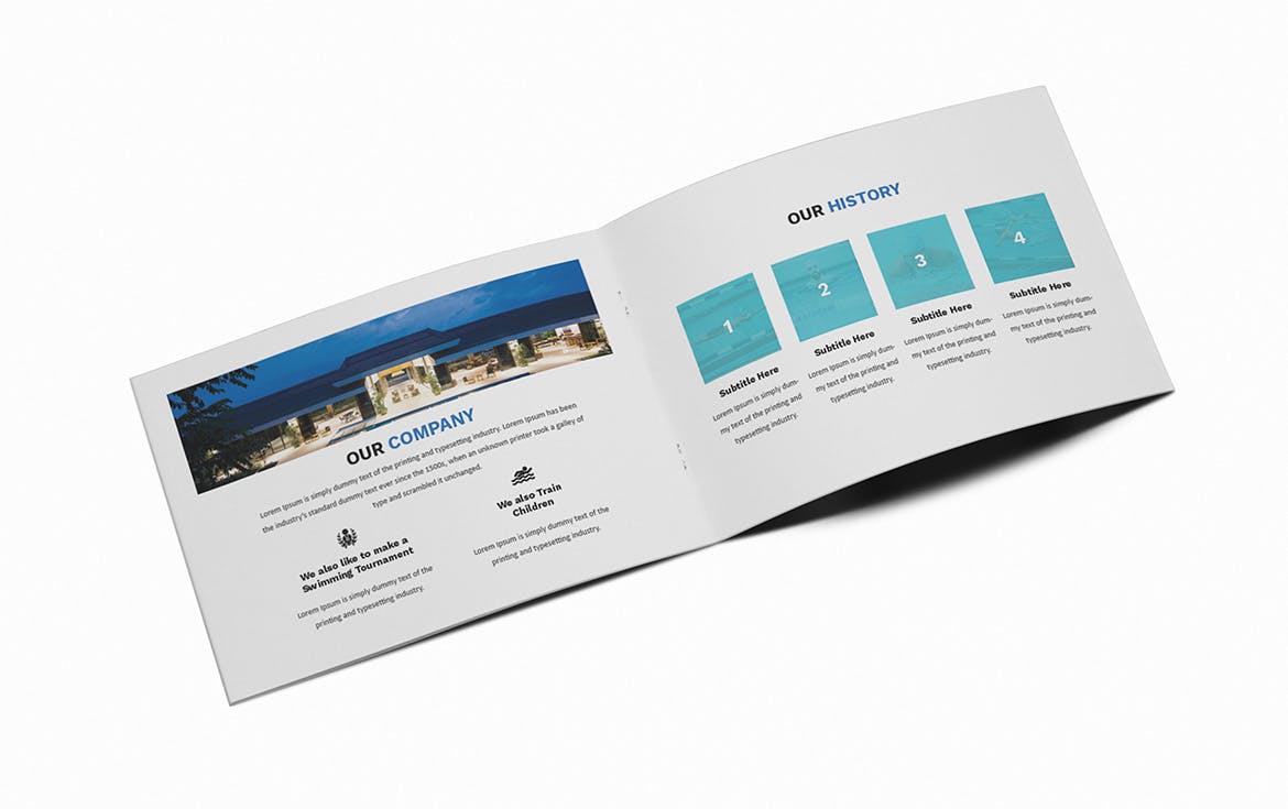 游泳培训招生简章/宣传册设计模板 Swimming A5 Brochure Template插图(4)
