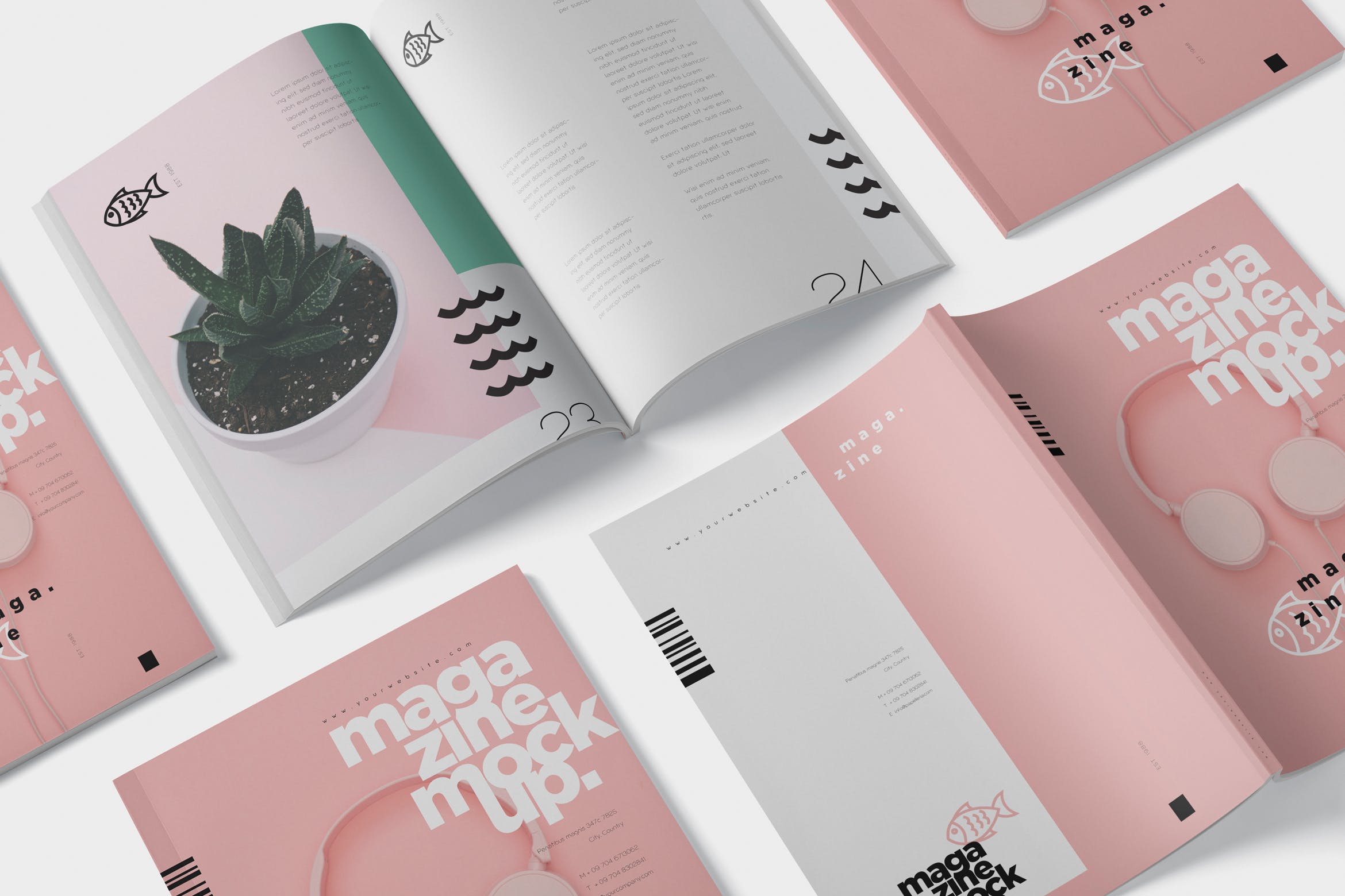美国信纸尺寸规格杂志封面&内页排版设计效果图样机 Magazine Mockup – US Letter 8.5×11 Inch Size插图