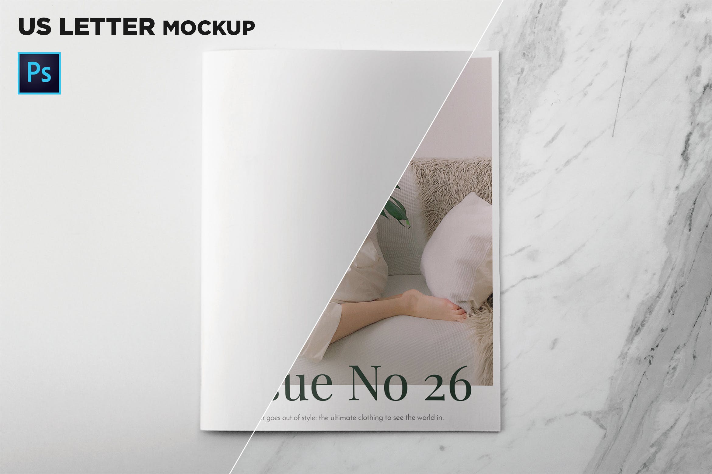 美国信纸规格宣传册顶视图样机素材库精选 US Letter Cover Brochure Mockup Top View插图
