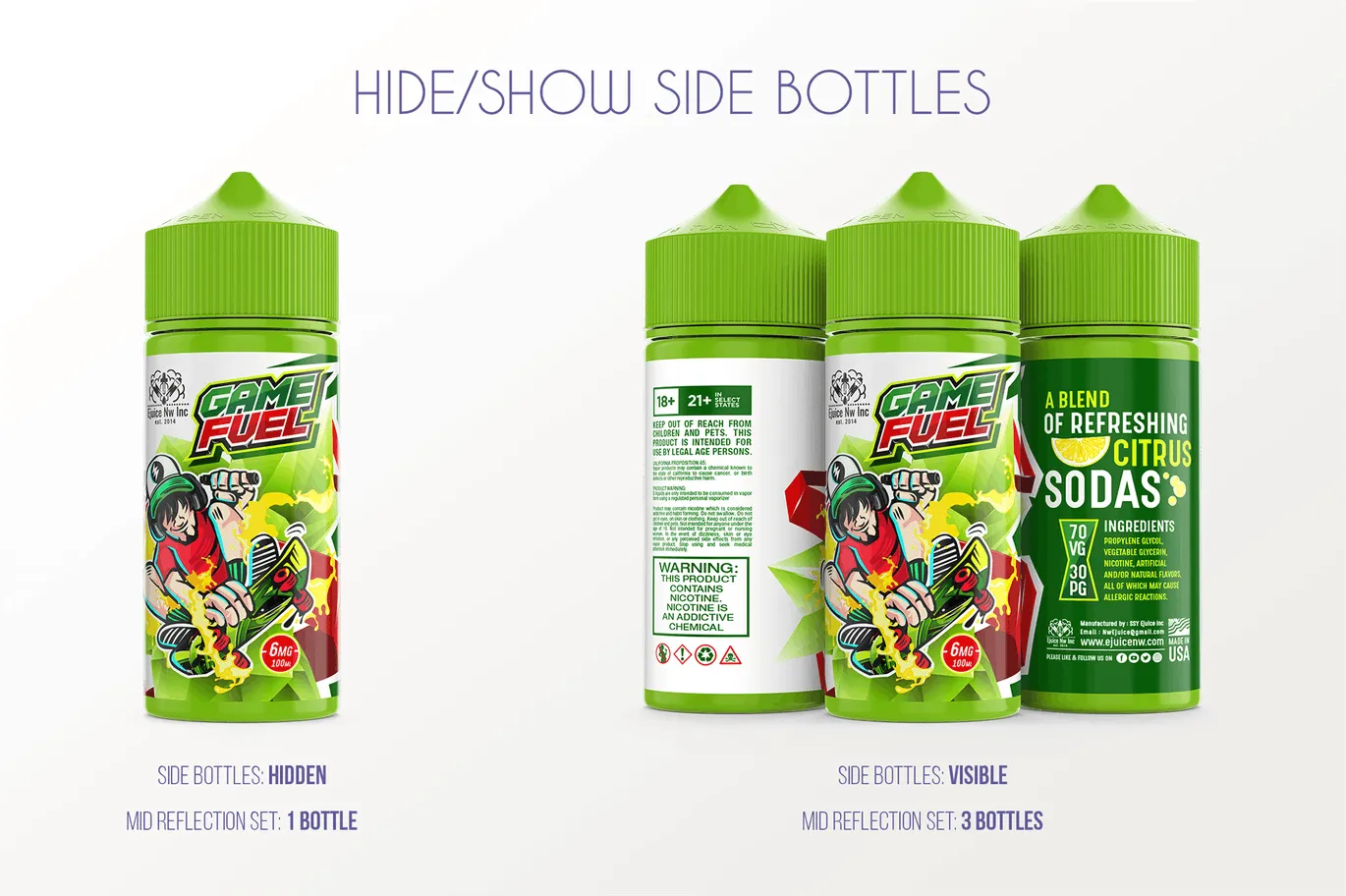 果味型电子烟烟油瓶外观设计模板 eLiquid Bottle Mockup v 100ml-B插图(4)