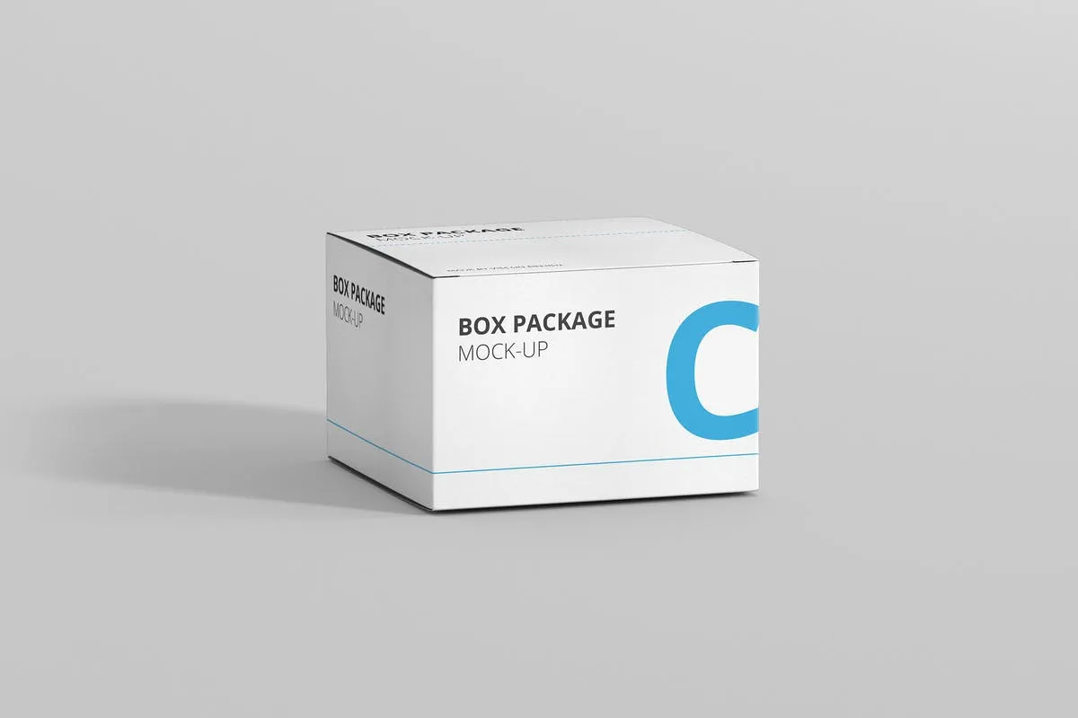 纸质包装盒外观设计样机模板 Package Box Mock-Up – Flat Square插图