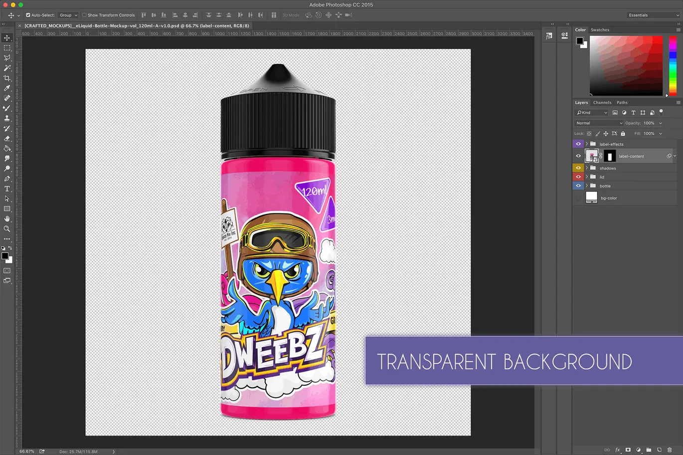 电子烟水果味烟油瓶外观设计样机模板 eLiquid Bottle Mockup v 120ml-A插图(5)