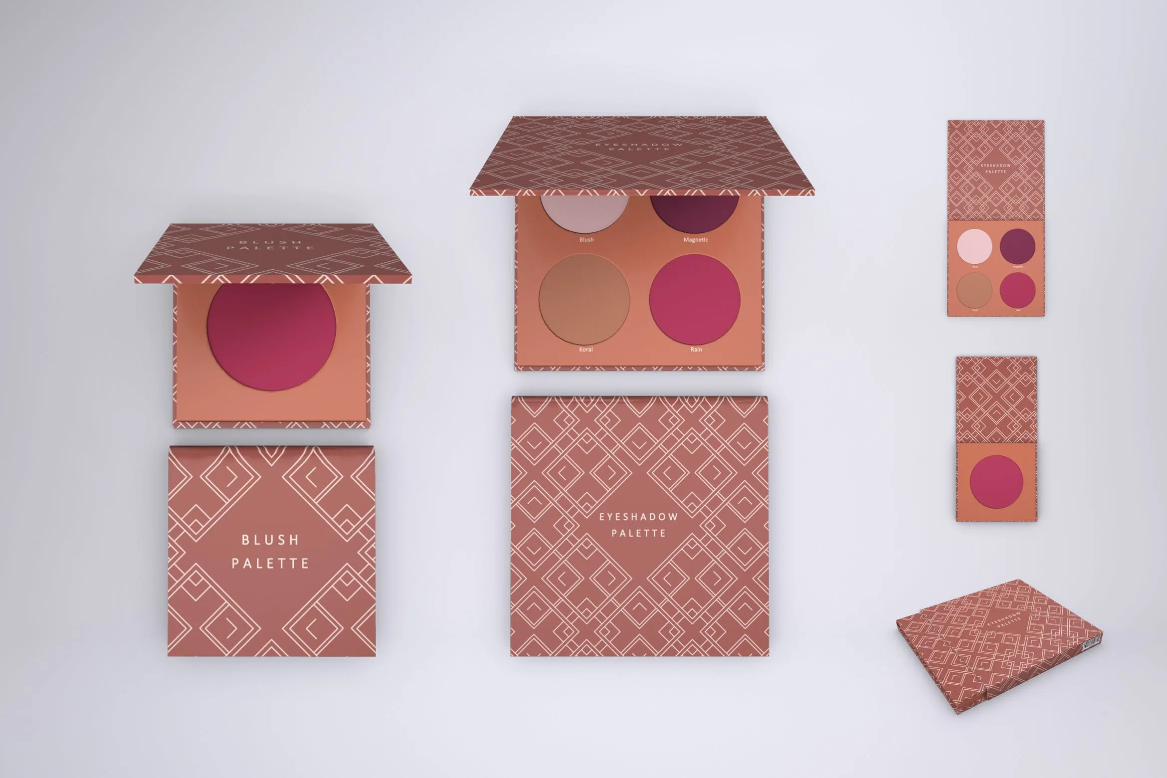 腮红/眼影调色板样机PSD模板 Blush and Eyeshadow Palette Mock-up插图