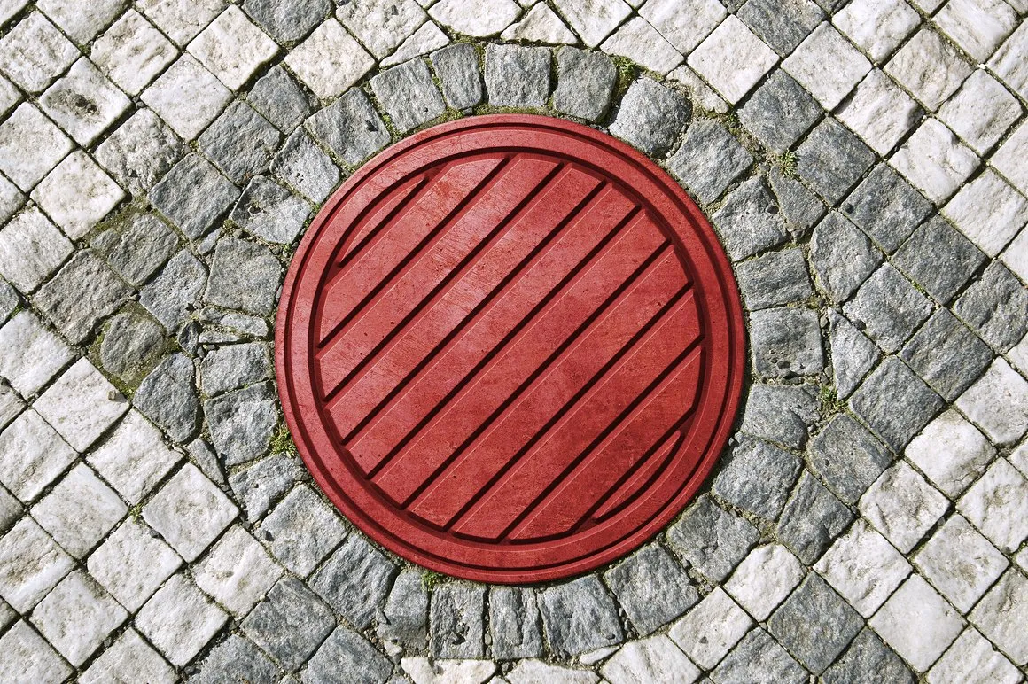 3D 立体下水道沙井盖 Logo 样机模板 3D sewer hatch & logo mock-up插图(2)