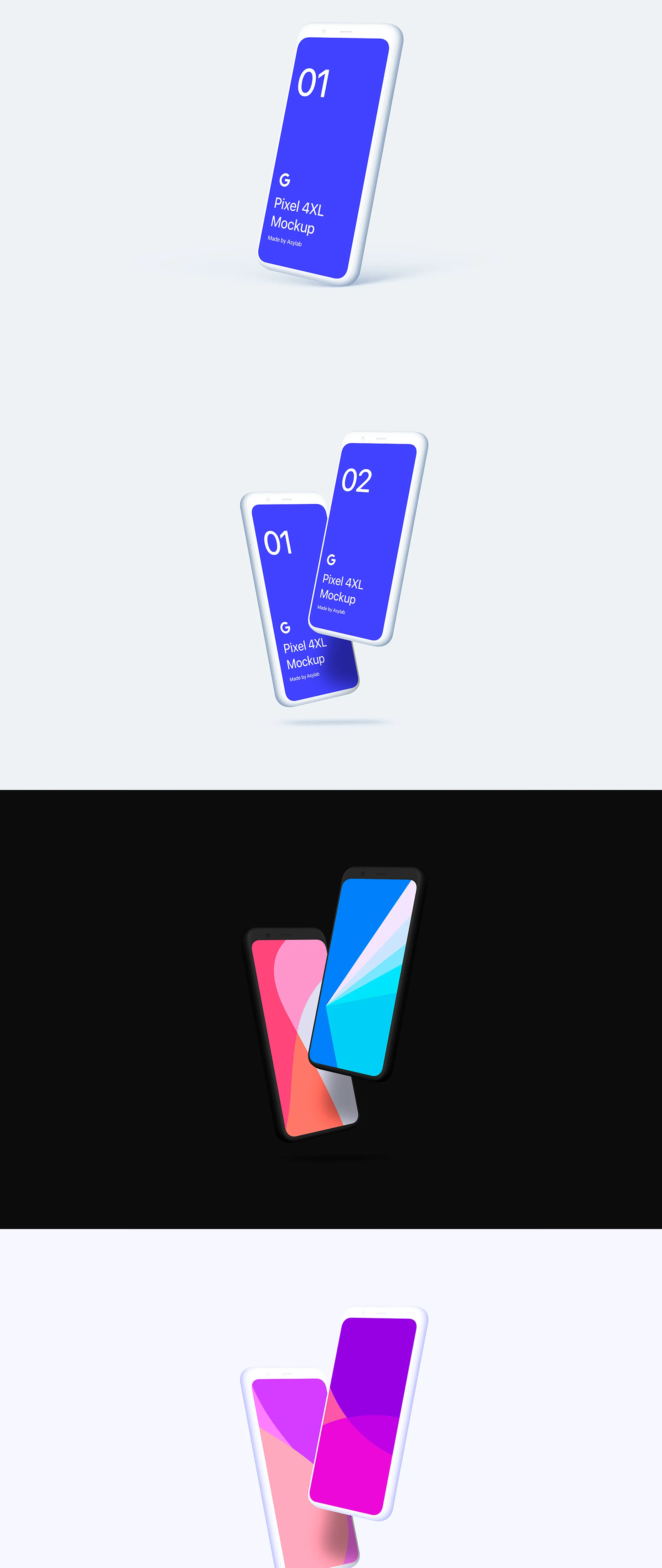 素材库下午茶：Google Pixel 4手机效果图黏土素材库精选样机模板插图(6)