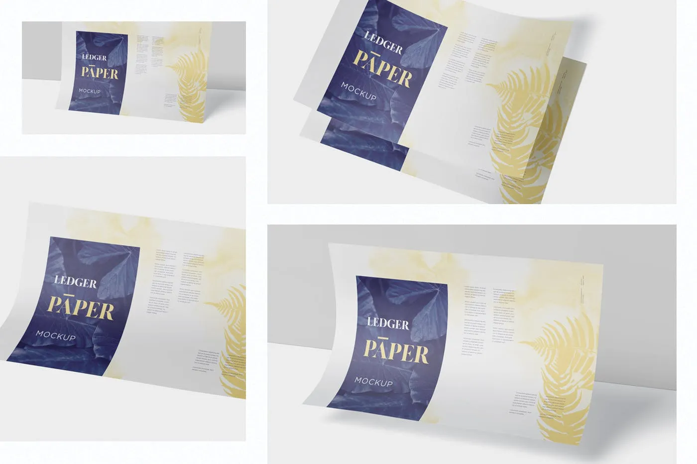印刷品设计效果图样机素材库精选模板 Ledger Paper Mockup – 17×11 Inch Size插图(1)