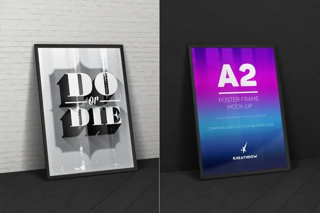 A2规格海报画框样机 A2 Elegant Poster Frame Mock-Ups插图(3)