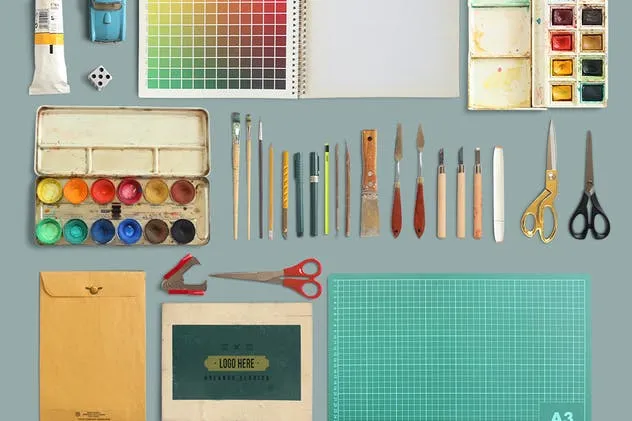手绘设计师随身工具场景样机 ArtBox – Artistic Mockup Kit插图(3)