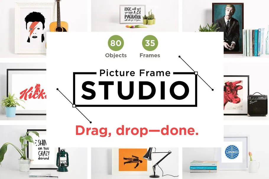 艺术作品油画照片框样机模板 Picture Frame Studio mockup creator插图