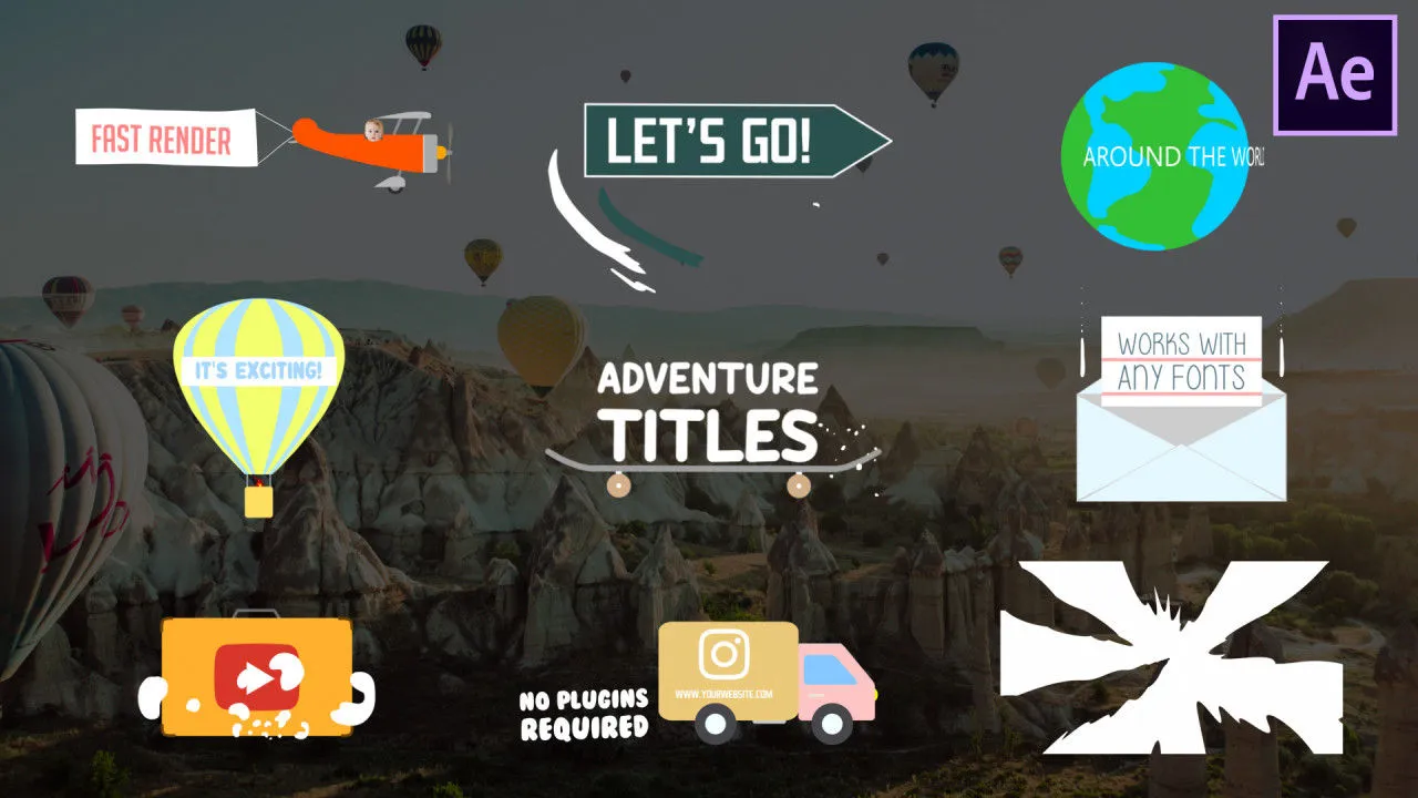 冒险标题彩色卡通像素设计精选AE模板