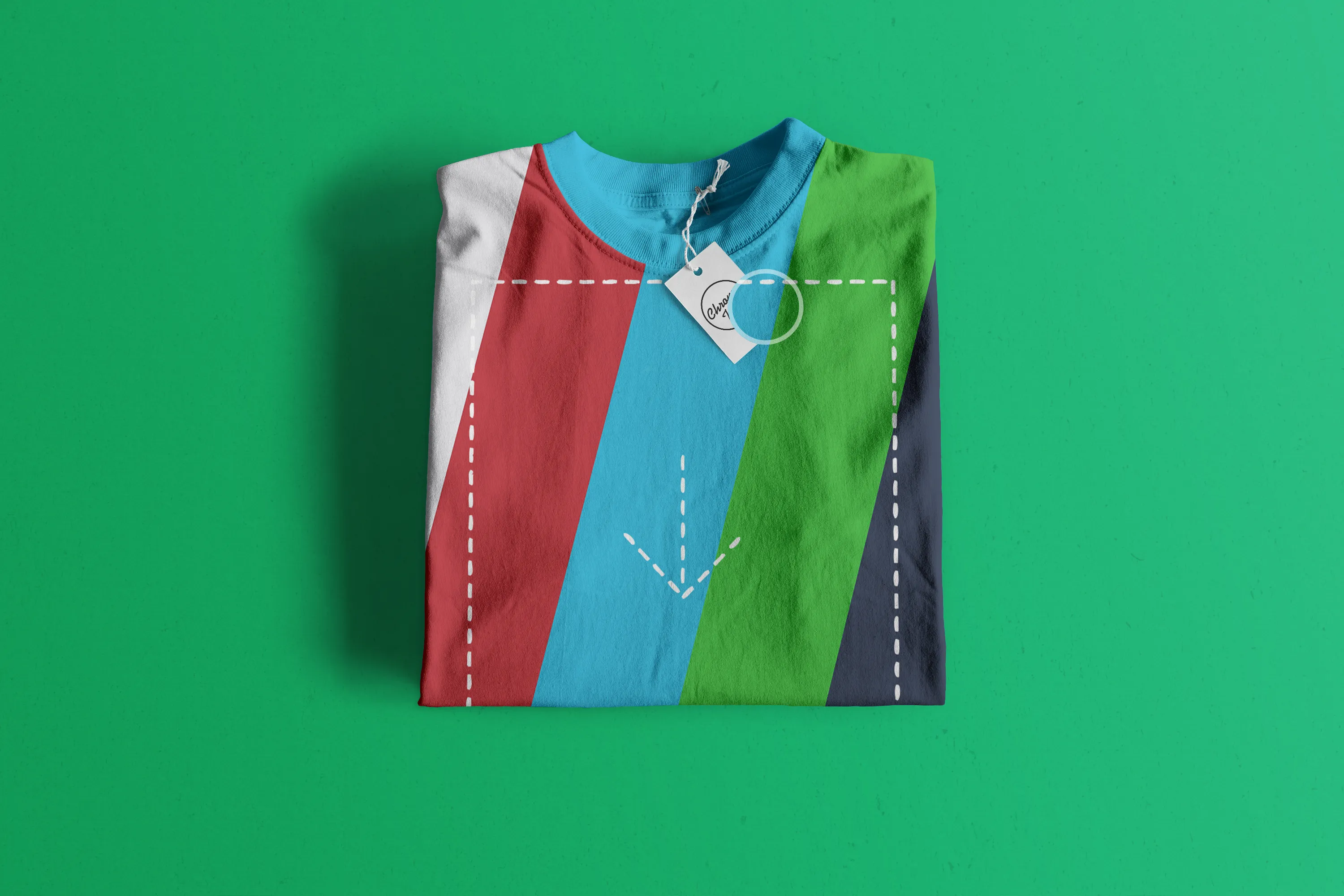 折叠T恤胸前印花图案设计样机模板01 Folded T-Shirt Mockup 01插图(1)