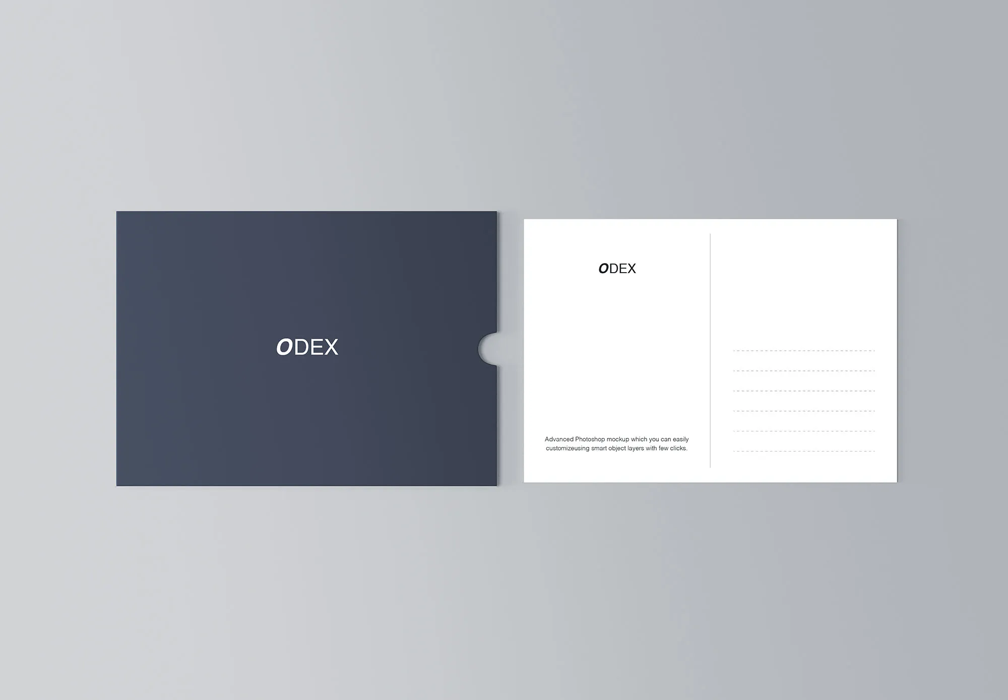 抽拉式明信片设计图样机素材库精选模板 Flat Postcard Mockup插图