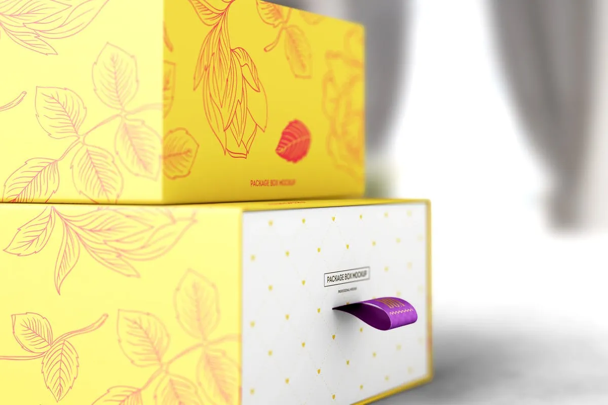创意抽屉式礼品包装盒样机模板 Package Box Mock-Up